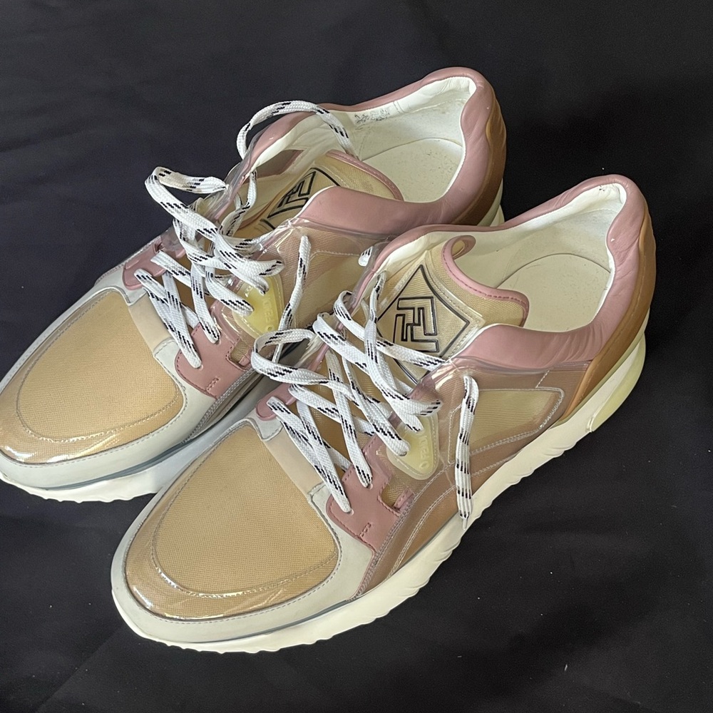 Fendi Beige and Pink Men's Sneakers
